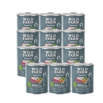 WILD FARM Superfood Duck (kačica s quinoou, mrkvou a bylinkami) 12x800g krmivo pre psov bez obilnín