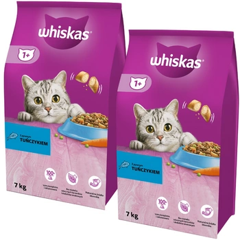 WHISKAS Adult 14kg (2x7kg) - suché krmivo pre dospelé mačky s lahodným tuniakom