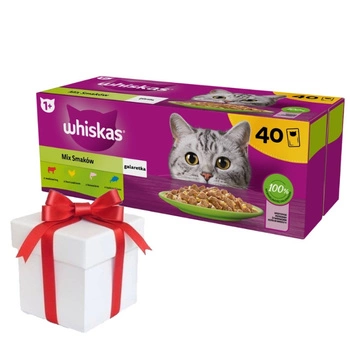 WHISKAS mixovaný výber v želé 40 x 85 g + ZADARMO prekvapenie pre mačku!