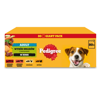 PEDIGREE® Adult mokré krmivo pre dospelých psov, výber príchutí v omáčke, 80 x 100 g