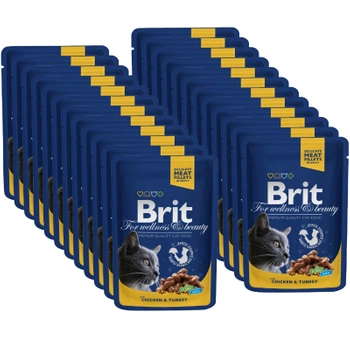 Brit cat Premium s kuracím a morčacím mäsom 24x100g