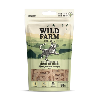 WILD FARM mäkké lososové pásiky s taurínom 50g mačacie pochúťky