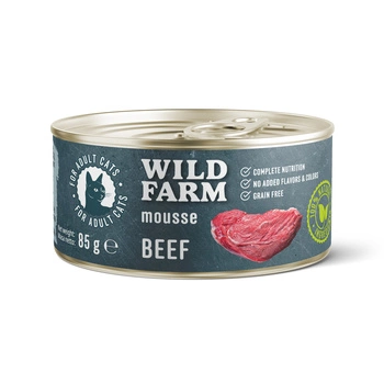 WILD FARM Mousse Beef 80g - pena pre mačky bez obilnín