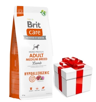 BRIT CARE Dog Hypoallergenic Adult Medium Breed Lamb 12kg +  Prekvapenie Pre Vášho Psa