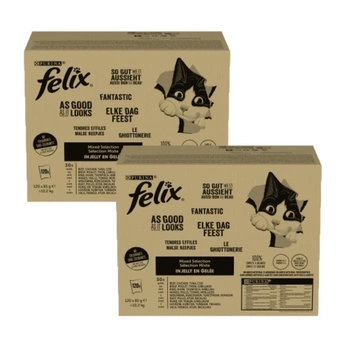 FELIX Fantastické krmivo pre mačky s výberom príchutí v želé 2x(120x85g)