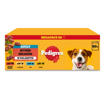 PEDIGREE® Adult Wet Food pre dospelé psy, výber príchutí v želé, 80 x 100 g vrecúška