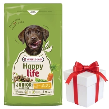 VERSELE-LAGA Happy Life Junior Chicken 7,5 kg - krmivo pre šteniatka a mladé psy s hydinovým mäsom + Prekvapenie pre psa ZADARMO!