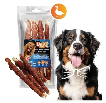 UNIQ PETS maškrty pre psov 320g Dlhá palica z hovädzej kože s kačicou 28cm