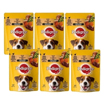 PEDIGREE Adult sáčok 6x100g - vlhké krmivo pre psov s kuracím mäsom a zeleninou v omáčke