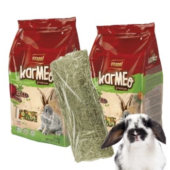 KARMEO PREMIUM kompletné krmivo pre králiky 2x2,5kg + Malé seno 15l ZADARMO!