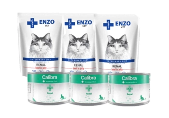 Calibra Veterinary Diets Cat Renal 3x200g + ENZO VET Renal s hovädzím mäsom v želé pre mačky 3x100g