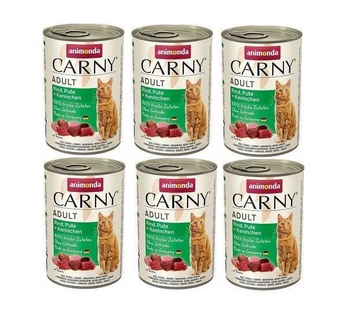 Animonda Cat Carny Adult príchuť: hovädzie, morčacie a králičie 6x400g