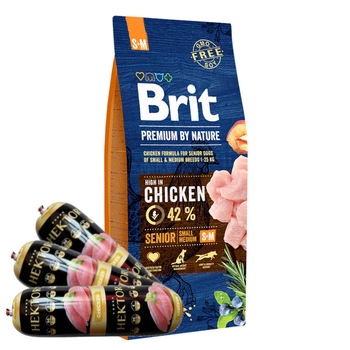 BRIT Premium By Nature Senior S+M 15kg + Hektor 3x900g
