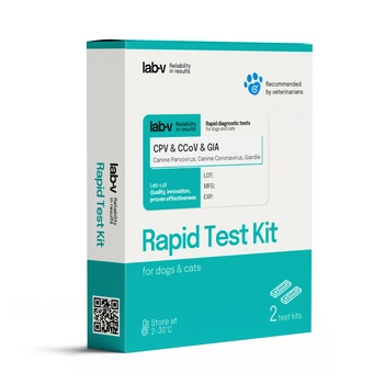 Lab-V Antigen CPV & CCV & GIA - Rýchly diagnostický test pre psov 2 ks.