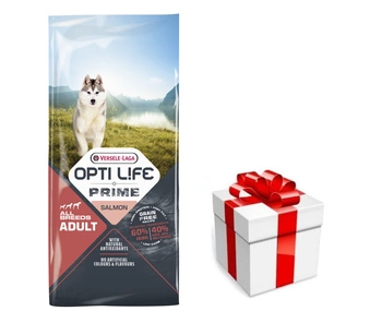 VERSELE-LAGA Opti Life Prime Adult Salmon 12,5kg - krmivo bez obilnín pre dospelé psy s lososom + prekvapenie pre vášho psa ZDARMA