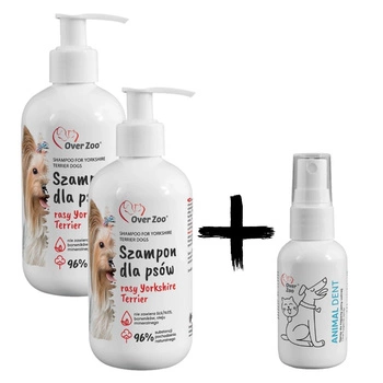 OVER ZOO Šampón pre psov yorkshirský teriér 2x250ml + Zubná pasta pre zvieratá 50 ml ZADARMO!