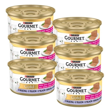 Purina Gourmet Gold Kitten pena s teľacím mäsom 6x85g