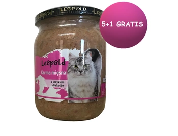 Leopold mäsové krmivo s morčacím mäsom pre mačky 6x500g (Jar)