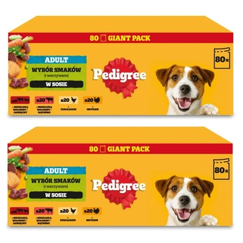 PEDIGREE® Adult mokré krmivo pre dospelých psov, výber príchutí v omáčke, 80 x 100 g
