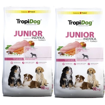TROPIDOG Premium Junior L s krůtím masem a rýží 2x12kg