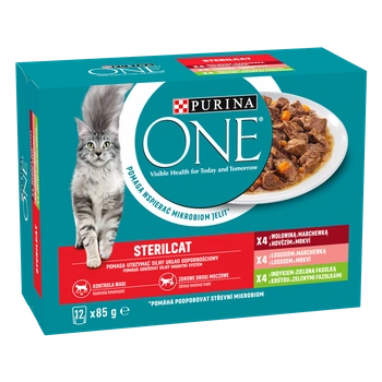 Purina One SterilCat hovädzie losos morka v šťave 12 x 85 g