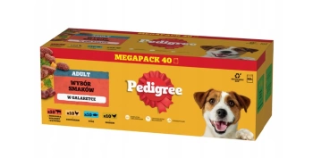 PEDIGREE Adult kapsičky 40x100g Mix príchutí - vlhké krmivo pre psov v želé (s hovädzím, kuracím, jahňacím a hydinovým mäsom)