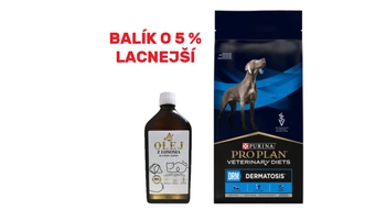 PRO PLAN Veterinary Diets DRM Dermatosis Suché krmivo pre psov 12 kg + Lososový olej obohatený o vitamíny 500ml -5%