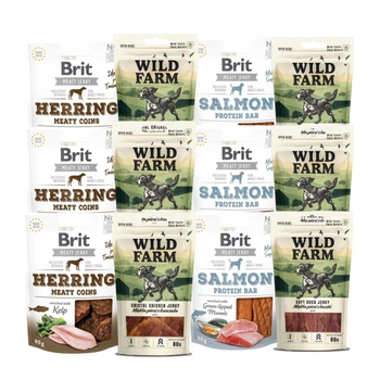 BRIT & WILD FARM maškrty pre psov 12x80g