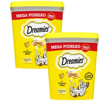 DREAMIES Mega Box 2x350 g - doplnkové krmivo pre dospelé mačky, s lahodným syrom