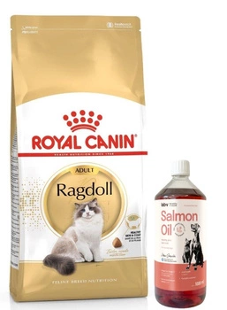 ROYAL CANIN Ragdoll Adult 10kg + LAB V Lososový olej pre psov a mačky 1000ml + LAB V Olej z łososia dla psów i kotów 1000ml