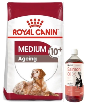 ROYAL CANIN Medium Ageing 10+ 15kg + LAB V Lososový olej pre psov a mačky 1000ml
