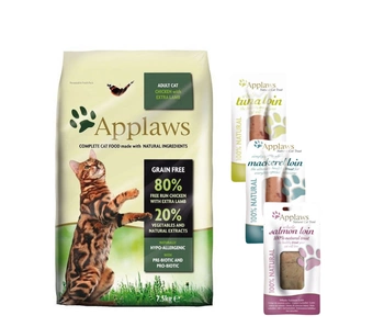 Applaws granule cat Adult Chicken & Lamb 7,5 kg + Sviečková 3x30g mix