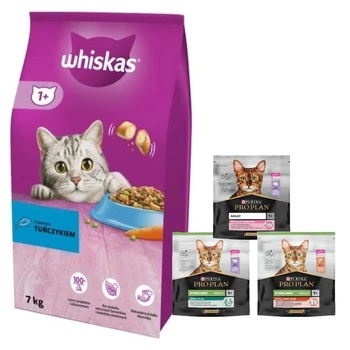 WHISKAS Adult 7 kg - suché krmivo pre dospelé mačky s lahodným tuniakom + krmivo pre mačky 400g ZDARMA! (náhodná príchuť)