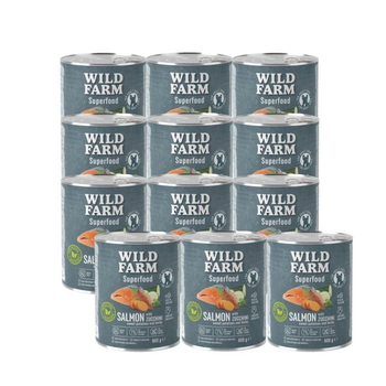 WILD FARM Superfood Salmon (losos s cuketou, sladkým zemiakom a bylinkami) 12x800g krmivo pre psov bez obilnín