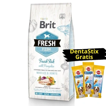 Brit Dog Fresh Fish & Pumpkin Adult Large 12 kg + 3x DentaStix ZADARMO