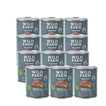 WILD FARM Superfood Diviak (Jelenina so sladkými zemiakmi, bobuľami a bylinkami) 12x800g krmivo pre psov bez obilnín