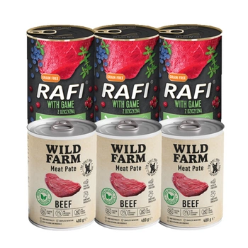 DOLINA NOTECI Rafi se zvěřinou 3x400g + Wild Farm Pate Beef 3x400g