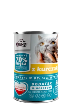 Frendi kúsky v jemnej omáčke s kuracím mäsom 400g pre mačky