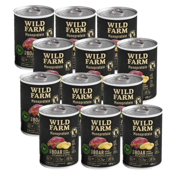 Wild Farm Monoprotein Wild Boar 12x400g hypoalergénne krmivo pre psov