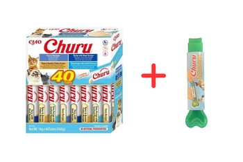 INABA Churu pre mačky - zmes príchutí s tuniakom 40x14g + servírovacia lyžica GRATIS