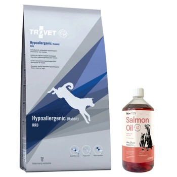 TROVET RRD Hypoallergenic - Rabbit 12,5kg & LAB V Lososový olej pre psov a mačky 1000ml