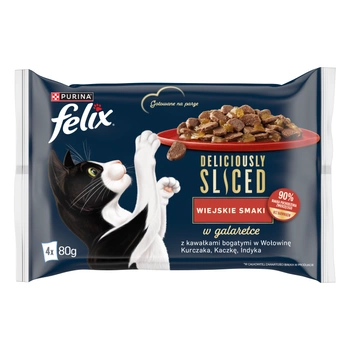 FELIX Deliciously Sliced Country Flavours Mokré krmivo pre mačky 4x80g