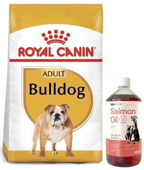 ROYAL CANIN Bulldog Adult 12kg & LAB V Lososový olej pre psov a mačky 1000ml