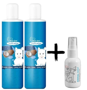 OVER ZOO Frutti Power Coconut šampon pro psy s bílou srstí 2x200ml + Zubná pasta pre zvieratá 50 ml ZADARMO!