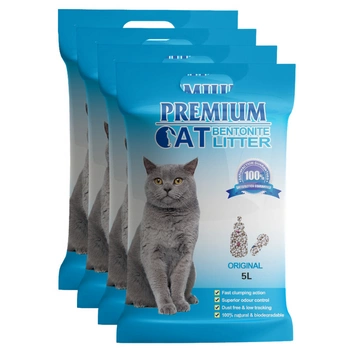 Premium Cat Clumping Bentonite Litter - Natural pre mačky 4x5L