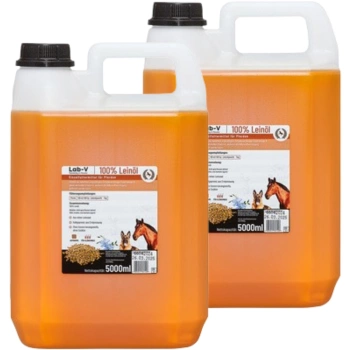Lab-v Ľanový olej - 100% ľanový olej lisovaný za studena pre kone 2x5000 ml