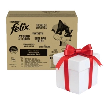 FELIX Fantastické krmivo pre mačky s výberom príchutí v želé 120x85g + Prekvapenie pre mačku ZADARMO!