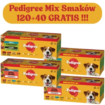 PEDIGREE Adult 40x100g - Zmes príchutí v želé 120 + 40 ZADARMO