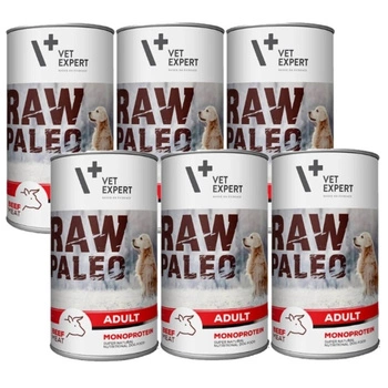 Vetexpert RAW PALEO adult beef 6x400g - konzervované hovädzie mäso