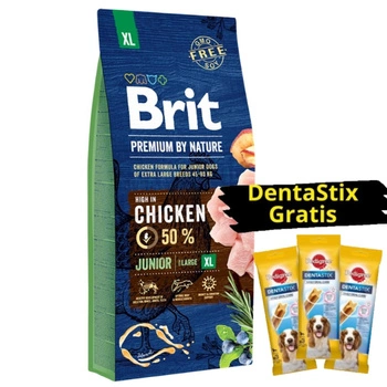 BRIT Premium By Nature Junior XL 15kg + 3x DentaStix ZADARMO!